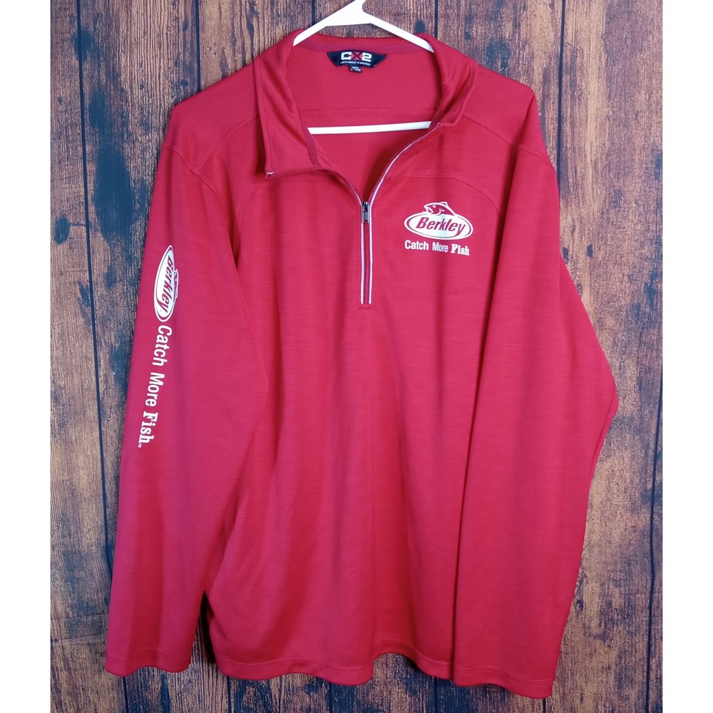 Berkley Fishing CX2 Quarter Zip Pullover Mens XL Red Performance Shirt